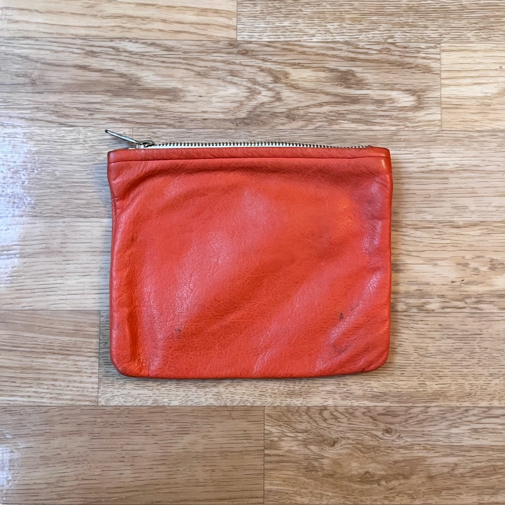 American Apparel Orange Leather Pouch